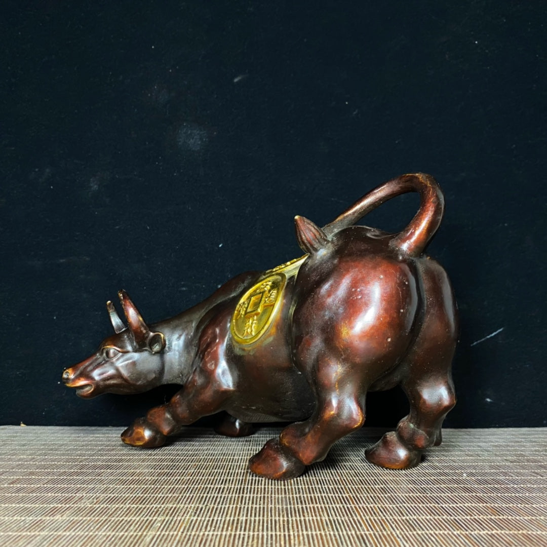 Pure Copper Gilded Wall Street Bull - Exquisite Craftsmanship, Handcrafted, Unique Gift