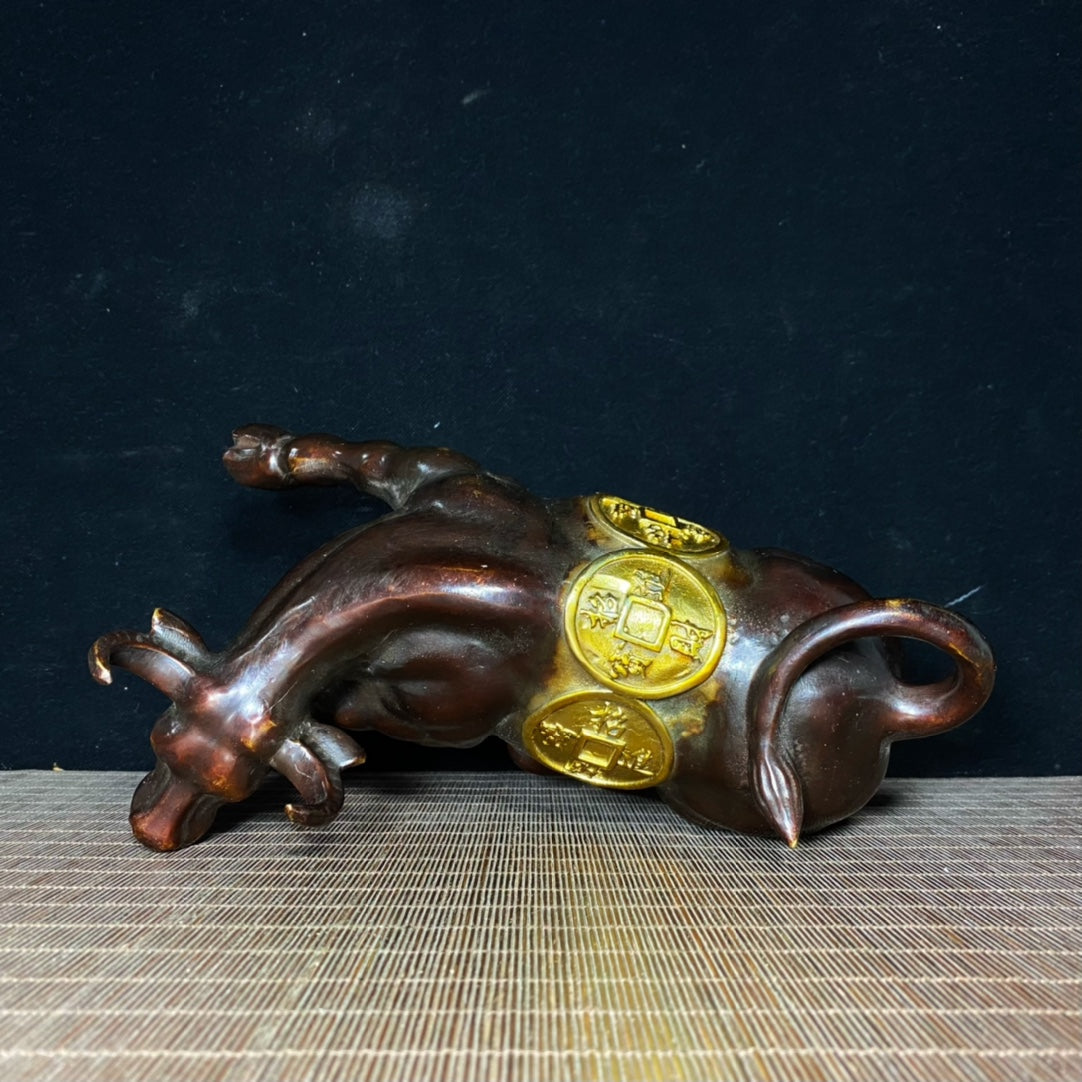 Pure Copper Gilded Wall Street Bull - Exquisite Craftsmanship, Handcrafted, Unique Gift