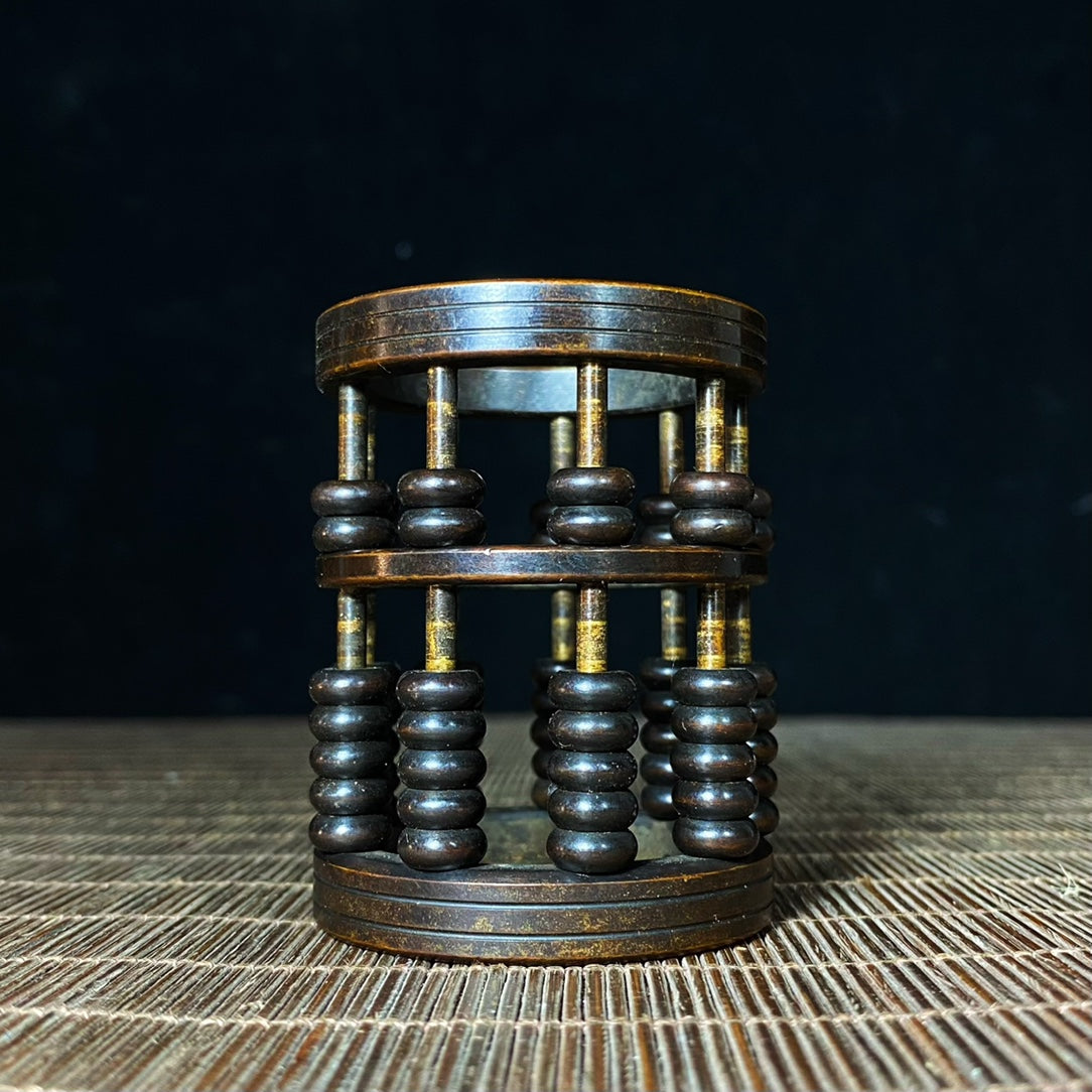 Exquisite Handmade Pure Copper Abacus Pen Holder - Unique Retro Gift for Collectors and Decor Enthusiasts