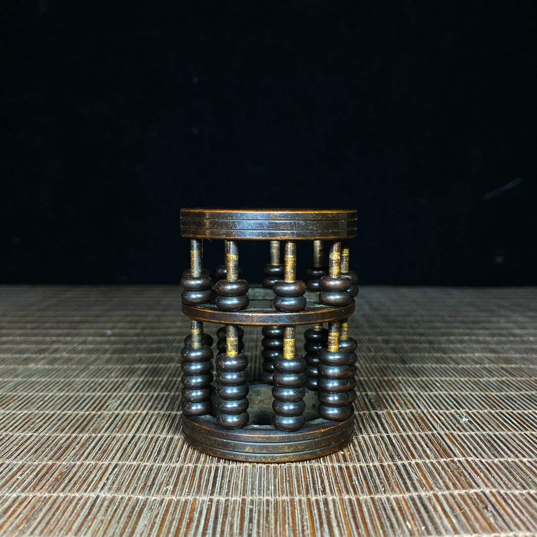 Exquisite Handmade Pure Copper Abacus Pen Holder - Unique Retro Gift for Collectors and Decor Enthusiasts