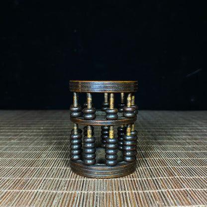 Exquisite Handmade Pure Copper Abacus Pen Holder - Unique Retro Gift for Collectors and Decor Enthusiasts