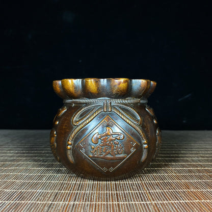 Exquisite Handcrafted Solid Copper Fortune Bowl - Symbol of Wealth and Good Luck