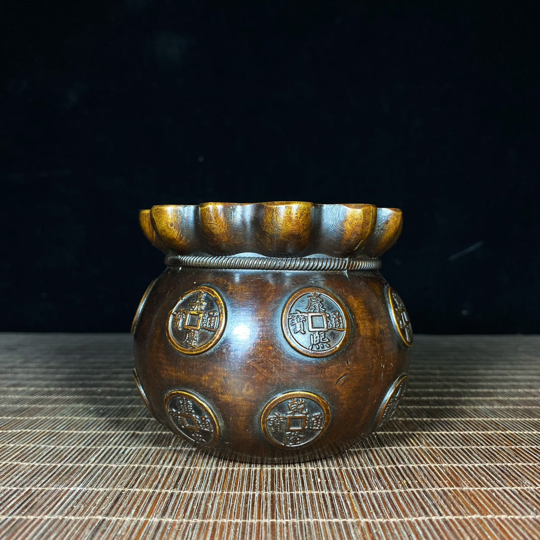 Exquisite Handcrafted Solid Copper Fortune Bowl - Symbol of Wealth and Good Luck