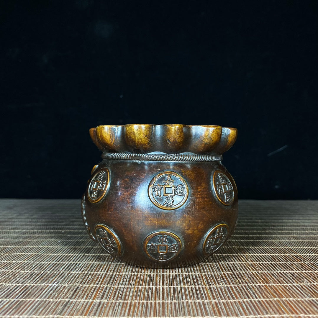 Exquisite Handcrafted Solid Copper Fortune Bowl - Symbol of Wealth and Good Luck