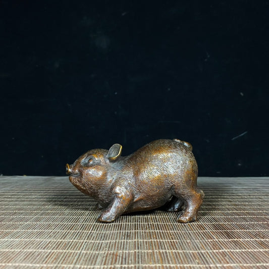 Exquisite Handcrafted Pure Copper Pig Statue - Vintage Rare Art Piece, Perfect for Decoration and Gifts