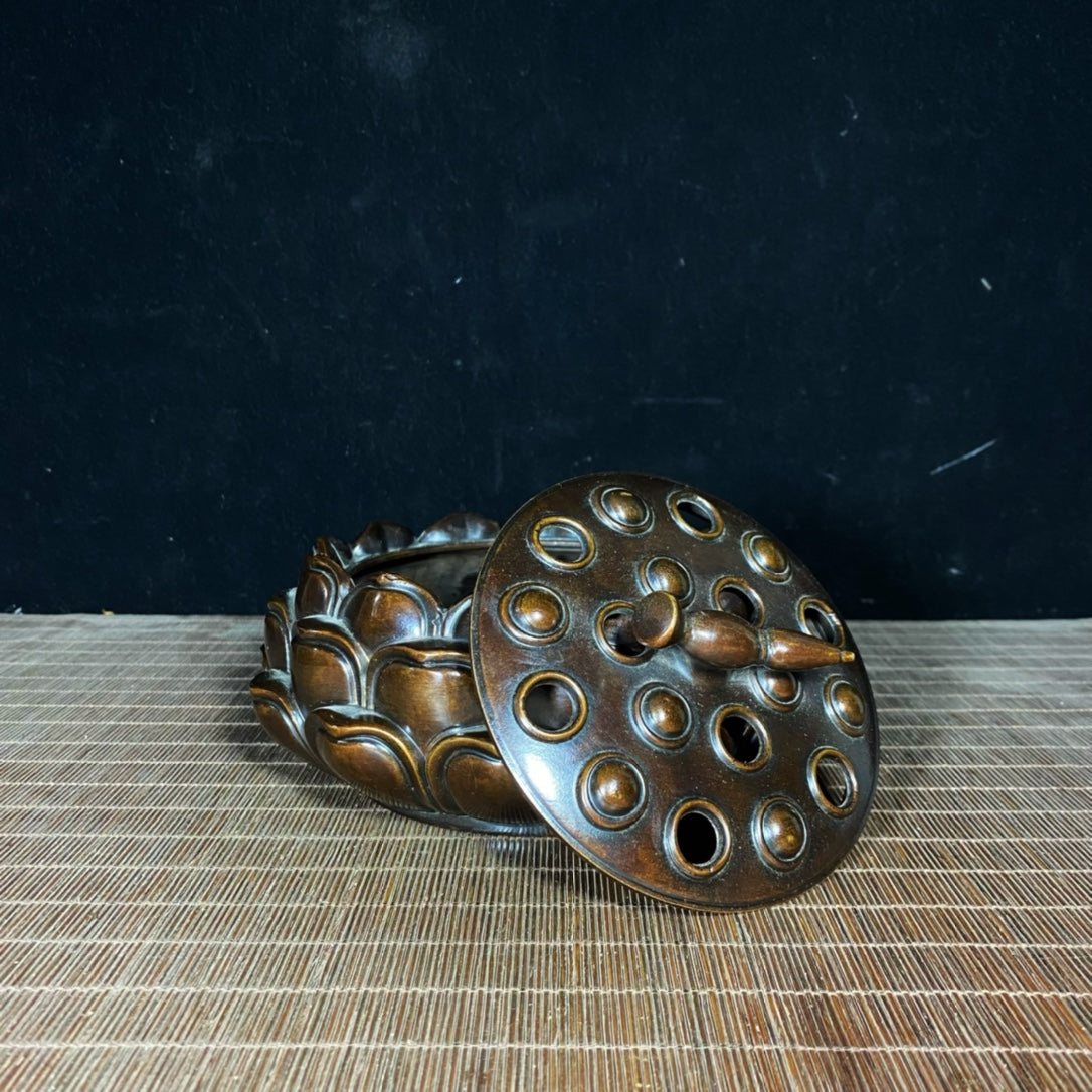 Pure Copper Lotus Incense Burner - Exquisite Craftsmanship, Handcrafted, Unique Gift