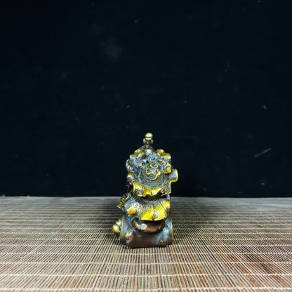 Exquisite Handcrafted Brass Gilded Fish and Cabbage Statue - Symbol of Wealth and Good Fortune