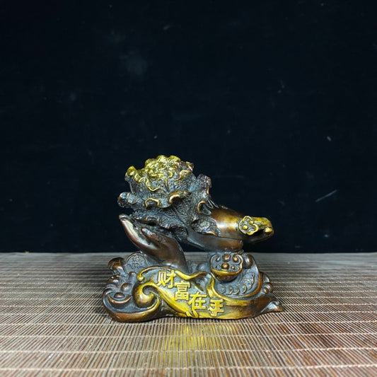 Exquisite Handcrafted Pure Copper Gilded Cabbage Statue - Symbol of Wealth and Good Fortune