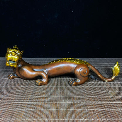 Handcrafted Pure Copper Gilded Dragon Statue - Symbol of Wealth