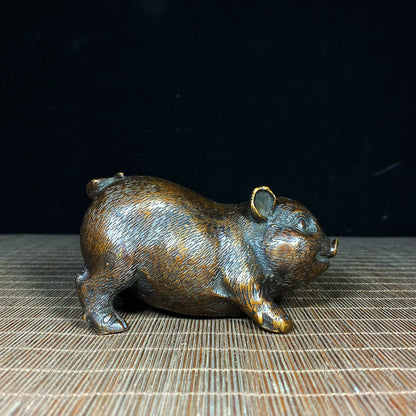 Handcrafted Pure Copper Pig Statue - Unique Vintage Collectible Gift