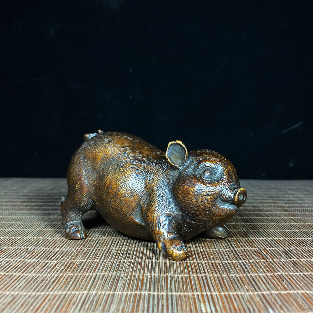 Handcrafted Pure Copper Pig Statue - Unique Vintage Collectible Gift