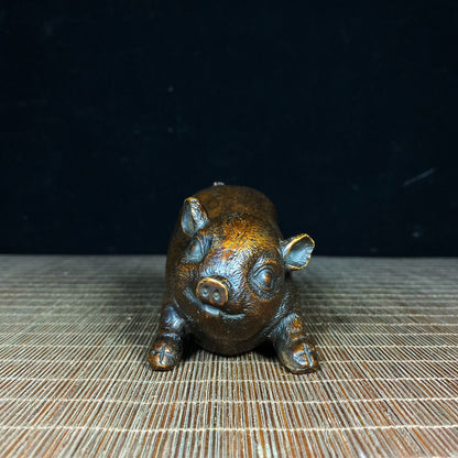 Handcrafted Pure Copper Pig Statue - Unique Vintage Collectible Gift