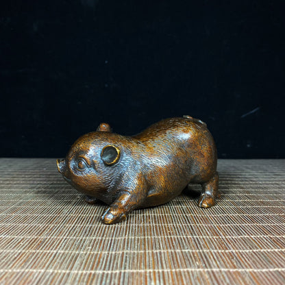 Handcrafted Pure Copper Pig Statue - Unique Vintage Collectible Gift