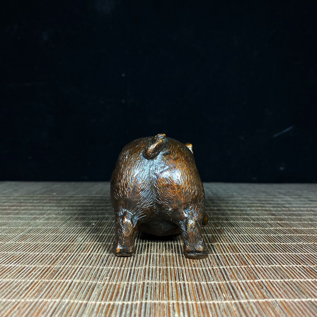 Handcrafted Pure Copper Pig Statue - Unique Vintage Collectible Gift