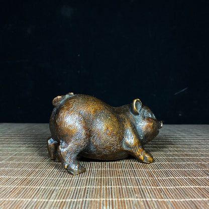 Handcrafted Pure Copper Pig Statue - Unique Vintage Collectible Gift