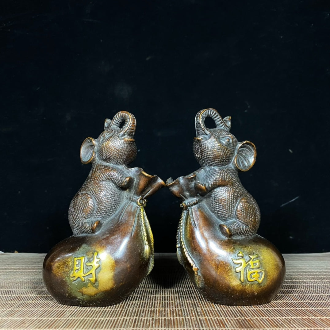 Exquisite Handcrafted Copper Gilt Elephant Statues - A Pair