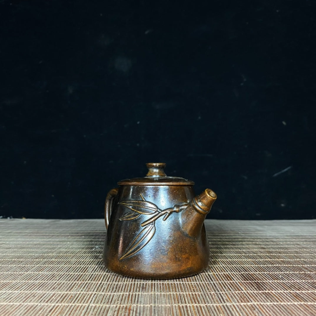 Handcrafted Pure Copper Teapot with Bamboo Engraving - Exquisite Craftsmanship, Unique Gift