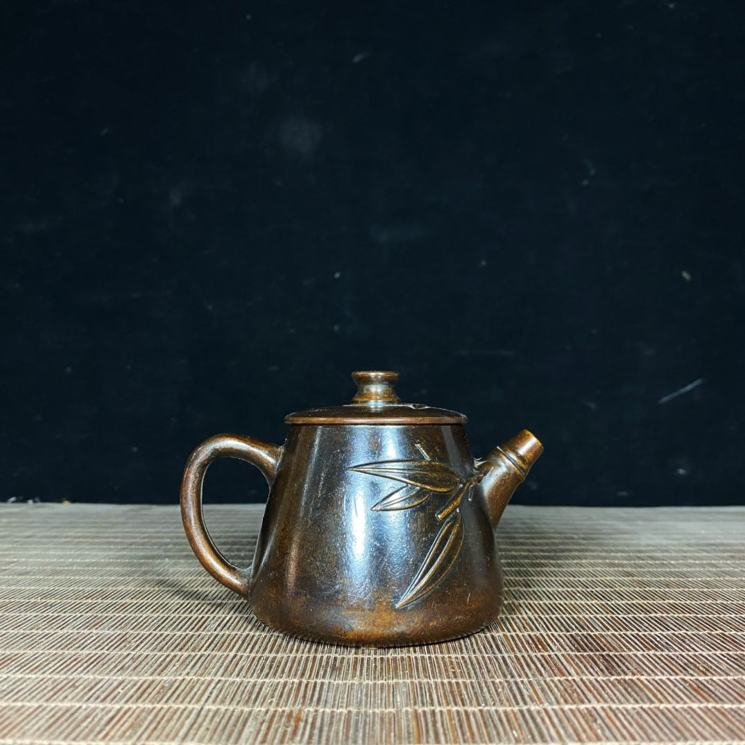 Handcrafted Pure Copper Teapot with Bamboo Engraving - Exquisite Craftsmanship, Unique Gift