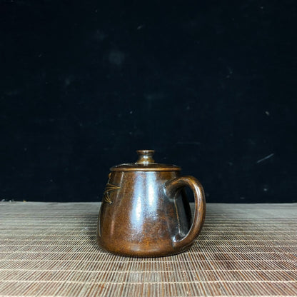 Handcrafted Pure Copper Teapot with Bamboo Engraving - Exquisite Craftsmanship, Unique Gift