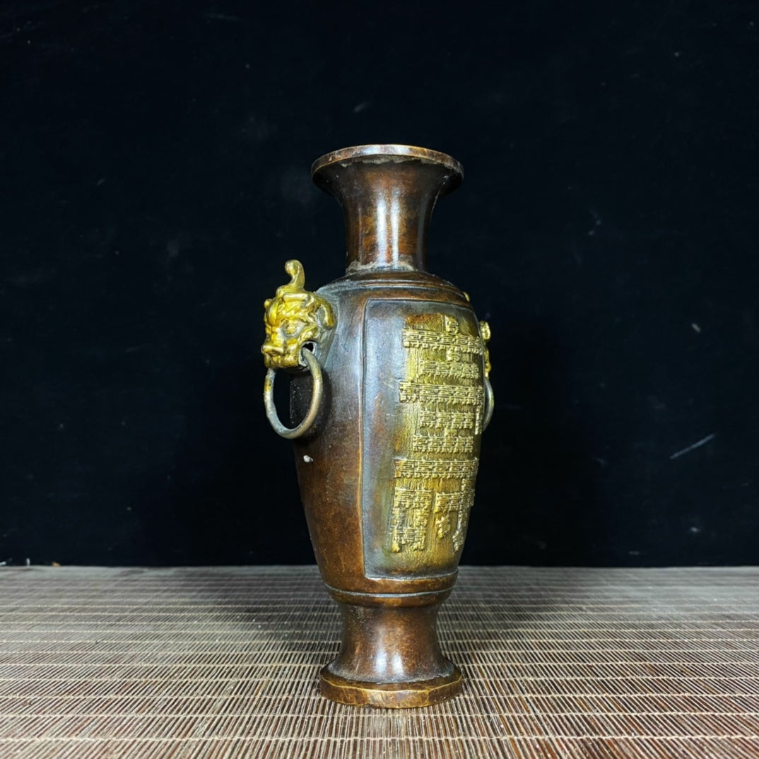 Exquisite Handcrafted Pair of Pure Copper Vases with Intricate Carvings