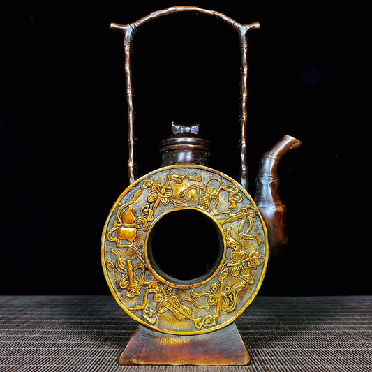 Exquisite Handcrafted Gilt Bronze Eight Immortals Teapot - Unique Gift & Rare Collectible