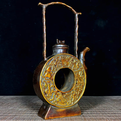 Exquisite Handcrafted Gilt Bronze Eight Immortals Teapot - Unique Gift & Rare Collectible