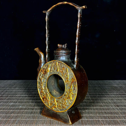 Exquisite Handcrafted Gilt Bronze Eight Immortals Teapot - Unique Gift & Rare Collectible