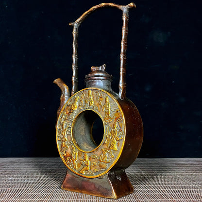 Exquisite Handcrafted Gilt Bronze Eight Immortals Teapot - Unique Gift & Rare Collectible