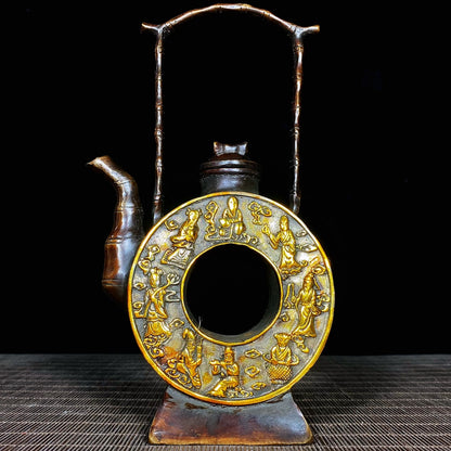 Exquisite Handcrafted Gilt Bronze Eight Immortals Teapot - Unique Gift & Rare Collectible