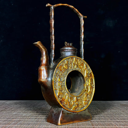 Exquisite Handcrafted Gilt Bronze Eight Immortals Teapot - Unique Gift & Rare Collectible