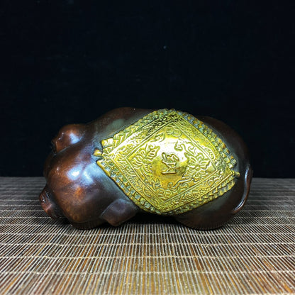 Handcrafted Pair of Gilded Pure Copper Pig Statues - Unique Vintage Art Pieces