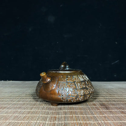 Exquisite Handcrafted Pure Copper Teapot with Intricate Relief Patterns