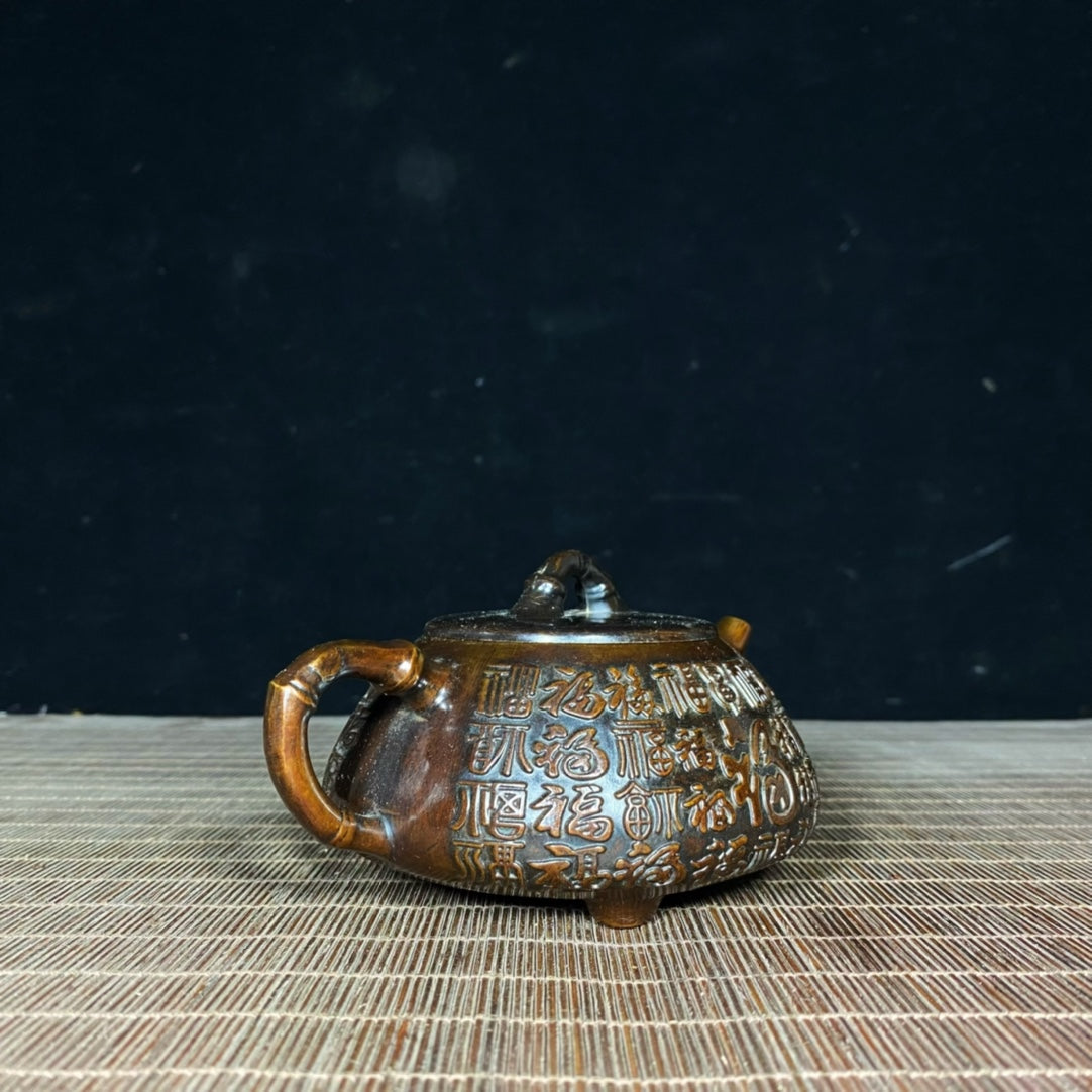 Exquisite Handcrafted Pure Copper Teapot with Intricate Relief Patterns