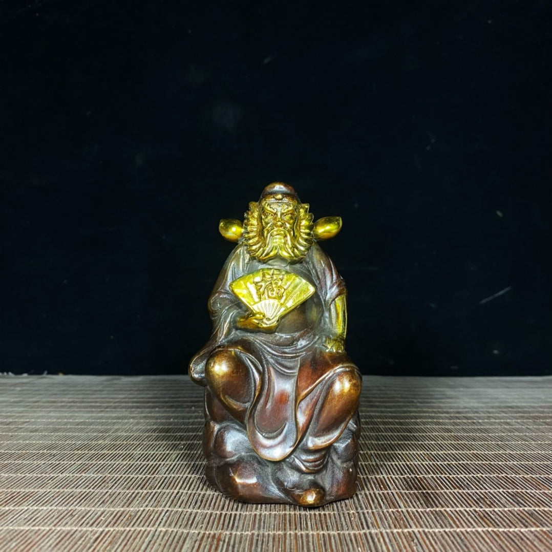 Pure Copper Gilded Zhong Kui Statue - Handcrafted Rare Artwork, Unique Gift