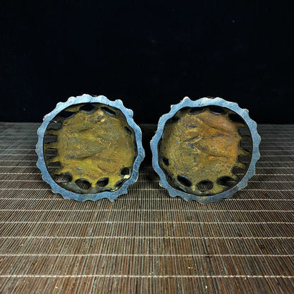 Pair of Handcrafted Gilded Copper Crane Incense Burners - Unique Art Pieces & Gifts