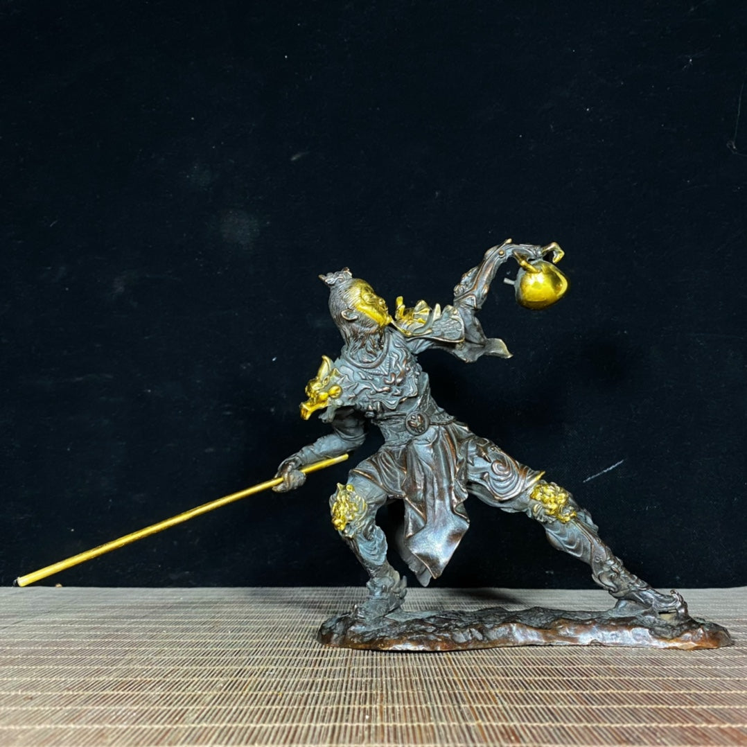 Handcrafted Pure Copper Gilded Sun Wukong Statue - Exquisite Art Piece & Unique Gift