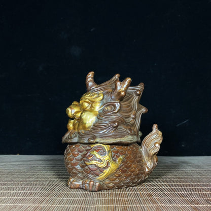 Pure Copper Gilded Unicorn Qilin Incense Burner - Exquisite Handcrafted Art, Unique Gift