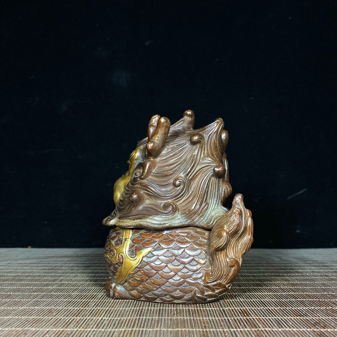 Pure Copper Gilded Unicorn Qilin Incense Burner - Exquisite Handcrafted Art, Unique Gift