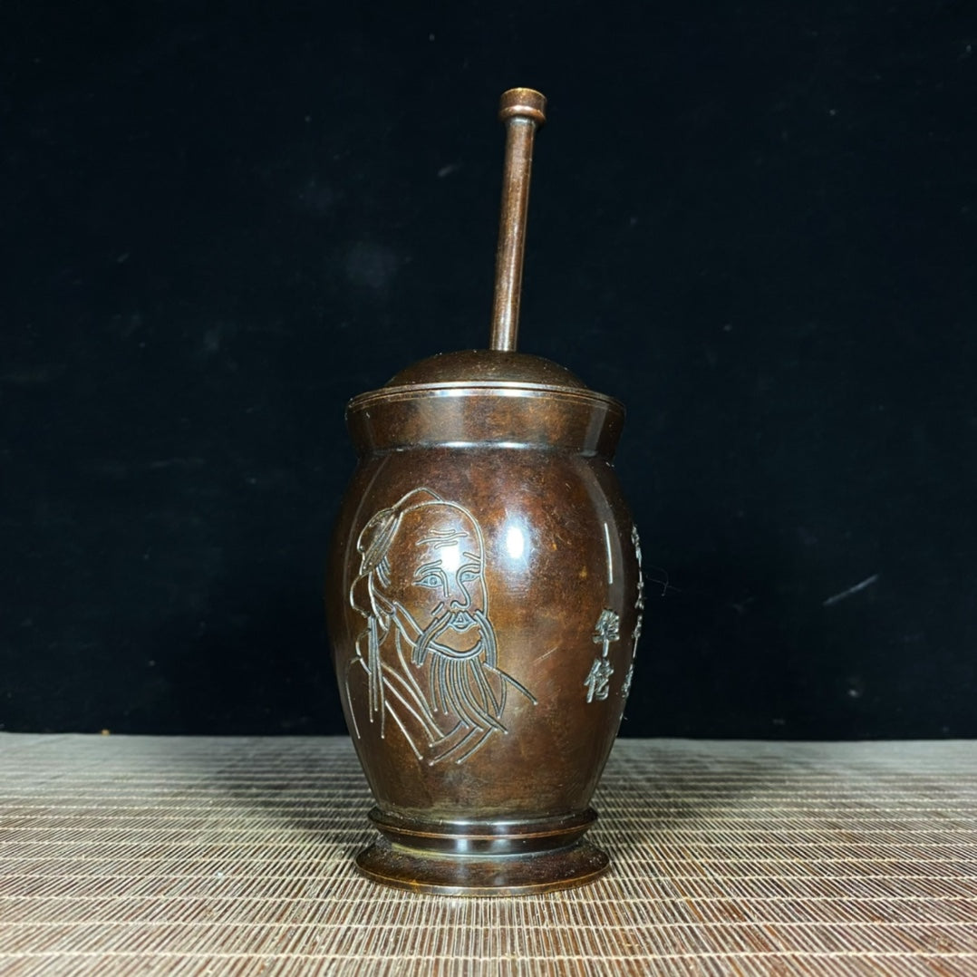 Handcrafted Pure Copper Mortar with Intricate Engravings - Perfect for Collectors and Decor Enthusiasts