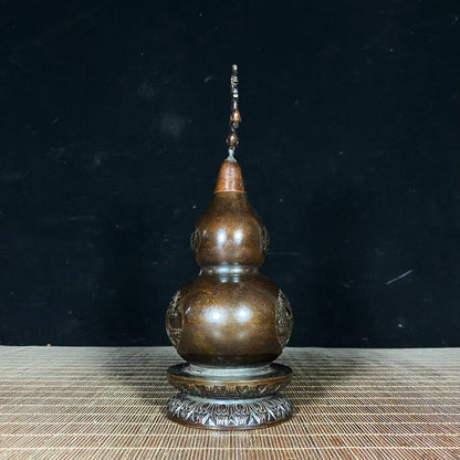 Exquisite Handcrafted Copper Gourd with Dragon Relief - Unique Home Decor & Gift