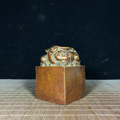 Handcrafted Pure Copper Pixiu Ball Sculpture Seal - Unique Artisan Gift