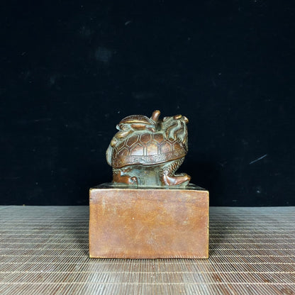 Handcrafted Pure Copper Dragon Turtle Seal - Exquisite Craftsmanship, Unique Gift