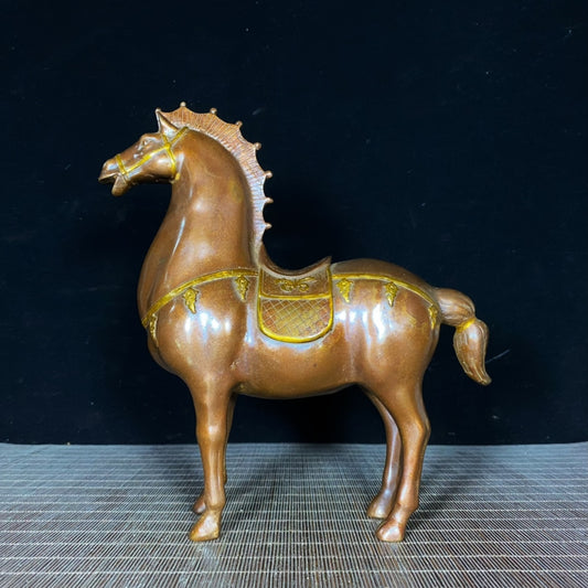 Exquisite Handcrafted Gilded Copper War Horse Statue - Perfect Unique Gift