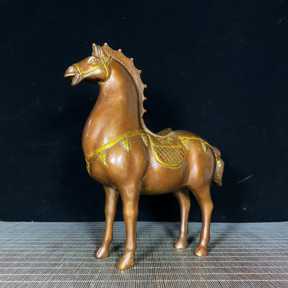 Exquisite Handcrafted Gilded Copper War Horse Statue - Perfect Unique Gift