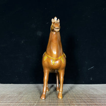 Exquisite Handcrafted Gilded Copper War Horse Statue - Perfect Unique Gift