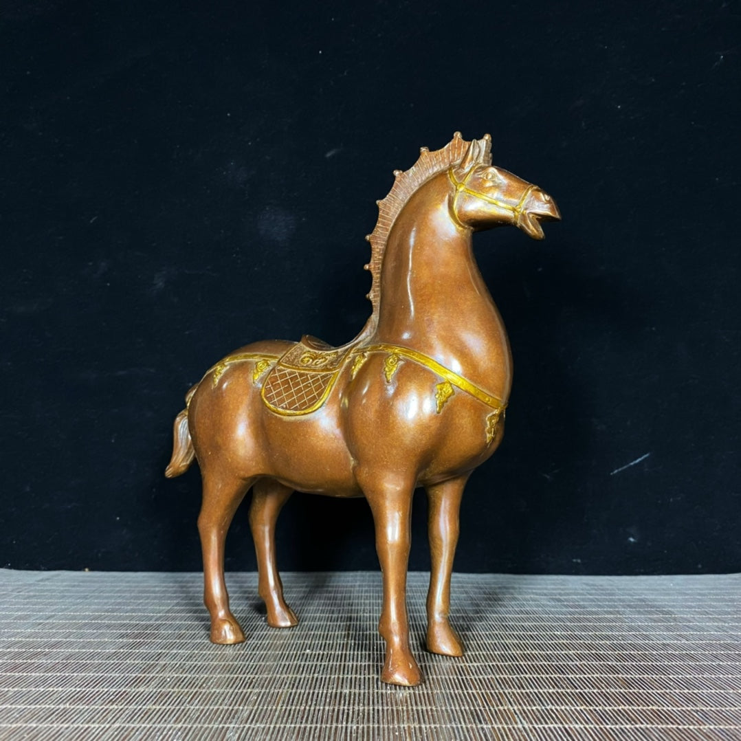 Exquisite Handcrafted Gilded Copper War Horse Statue - Perfect Unique Gift