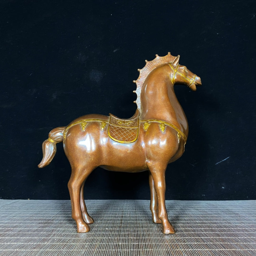 Exquisite Handcrafted Gilded Copper War Horse Statue - Perfect Unique Gift