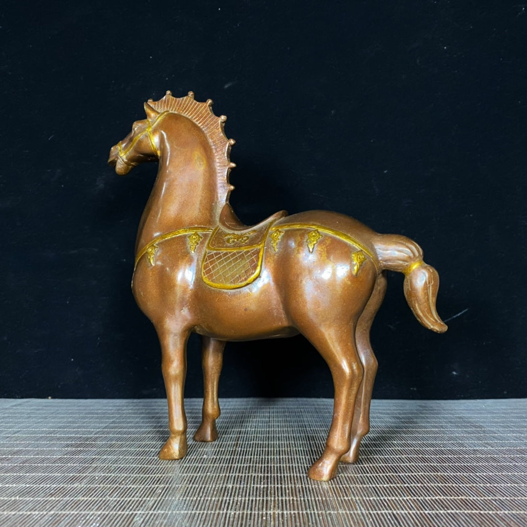 Exquisite Handcrafted Gilded Copper War Horse Statue - Perfect Unique Gift