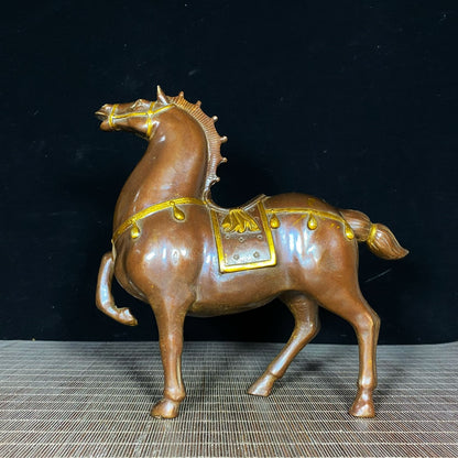 Handcrafted Pure Copper Gilded War Horse Statue – Exquisite Craftsmanship, Unique Gift