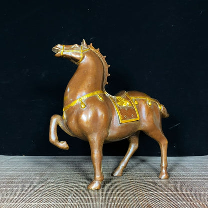 Handcrafted Pure Copper Gilded War Horse Statue – Exquisite Craftsmanship, Unique Gift